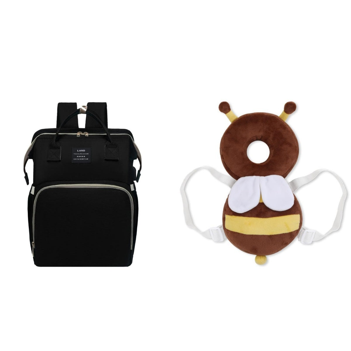 Spacious Diaper Bag with Built-in Foldable Crib