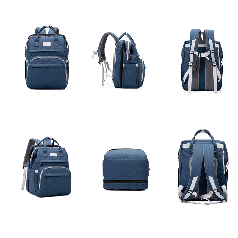 Spacious Diaper Bag with Built-in Foldable Crib